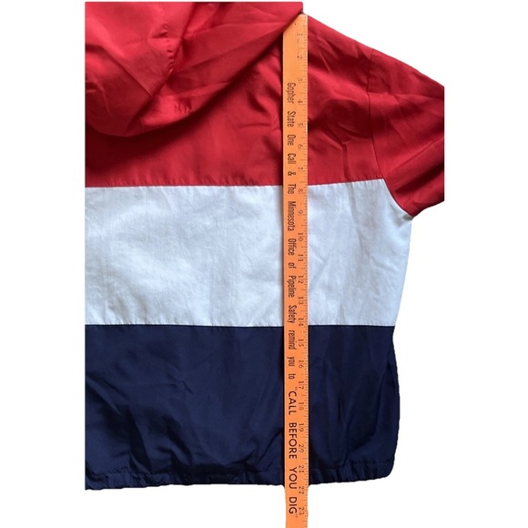 CALI 1850 Los Angeles Windbreaker Jacket Small Zip Up Red White Blue Colorblock - Picture 10 of 12